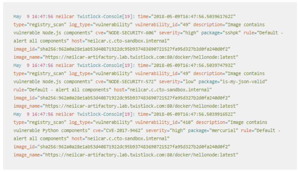 Twistlock Syslog