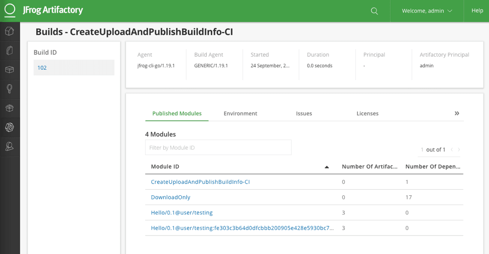 Create Upload and Publish Build Info
