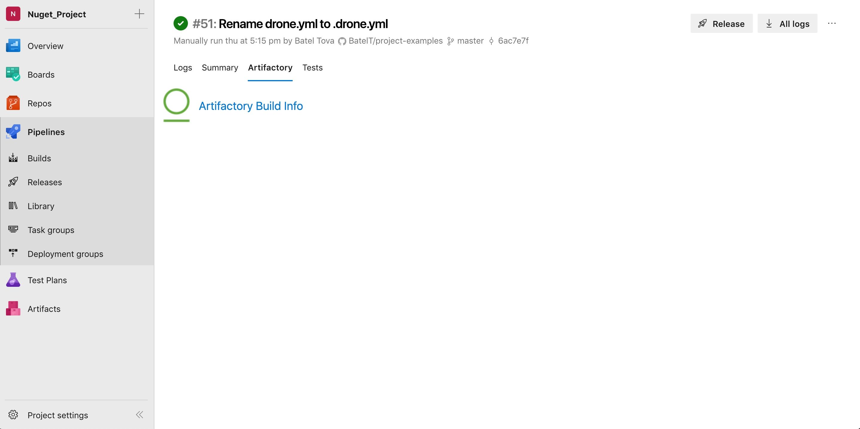 accessing buildinfo metadata from Artifactory