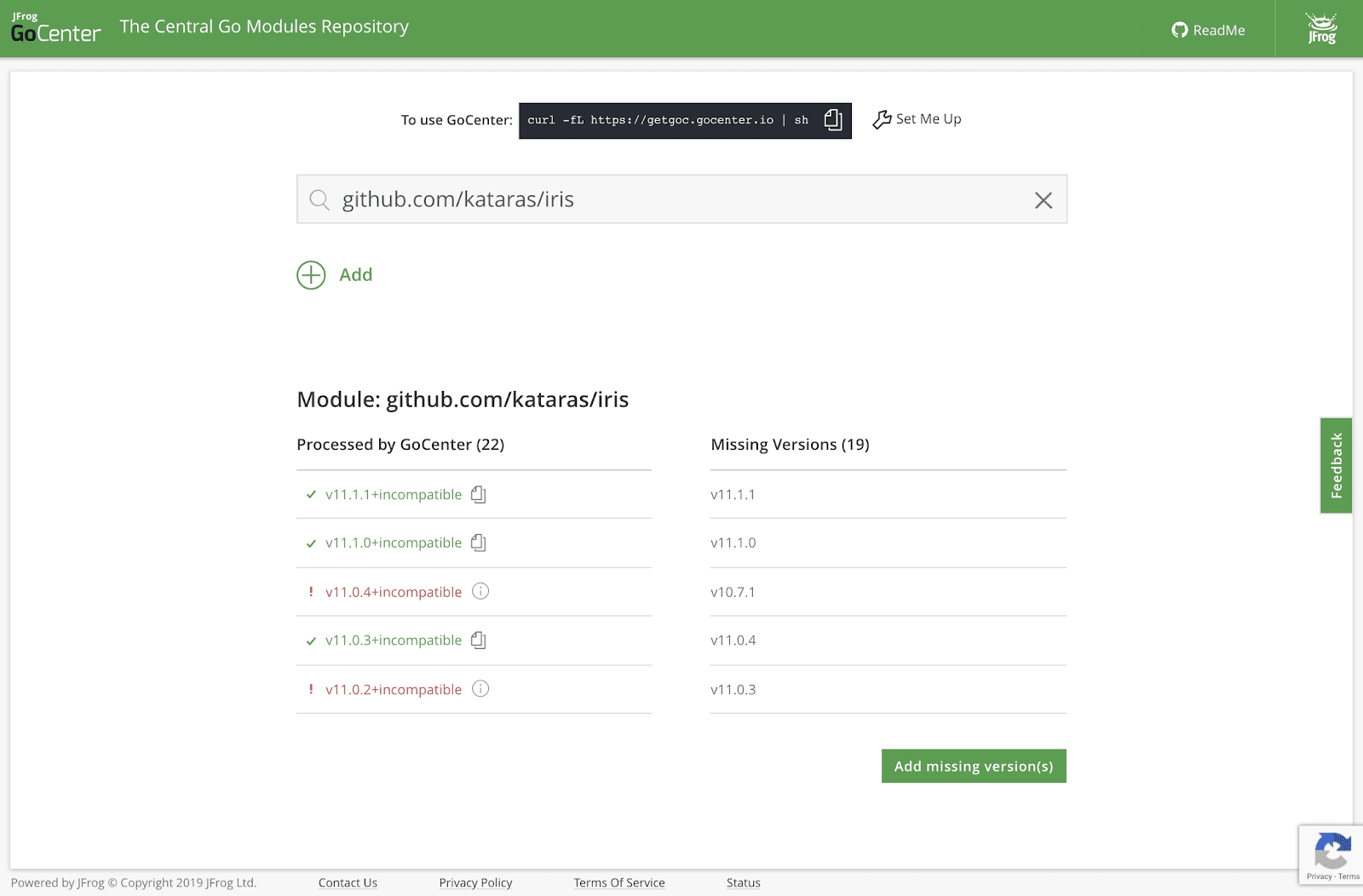 GoCenter search results