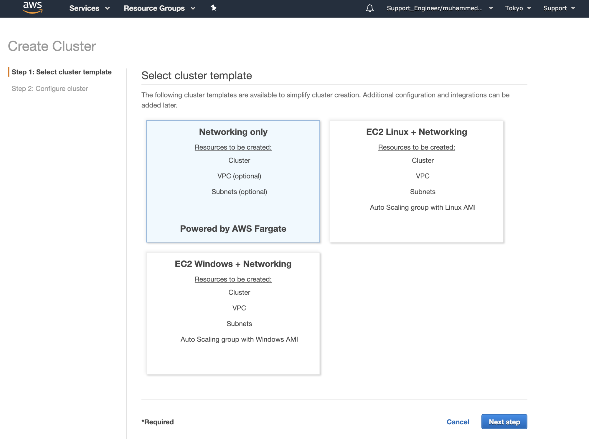 Create the ECS cluster