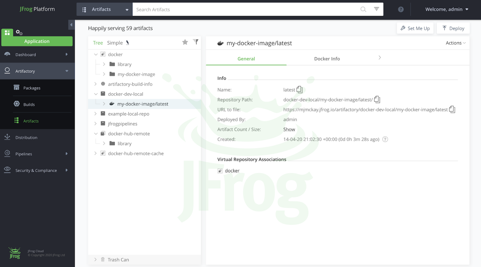 View the images in your Docker Registry