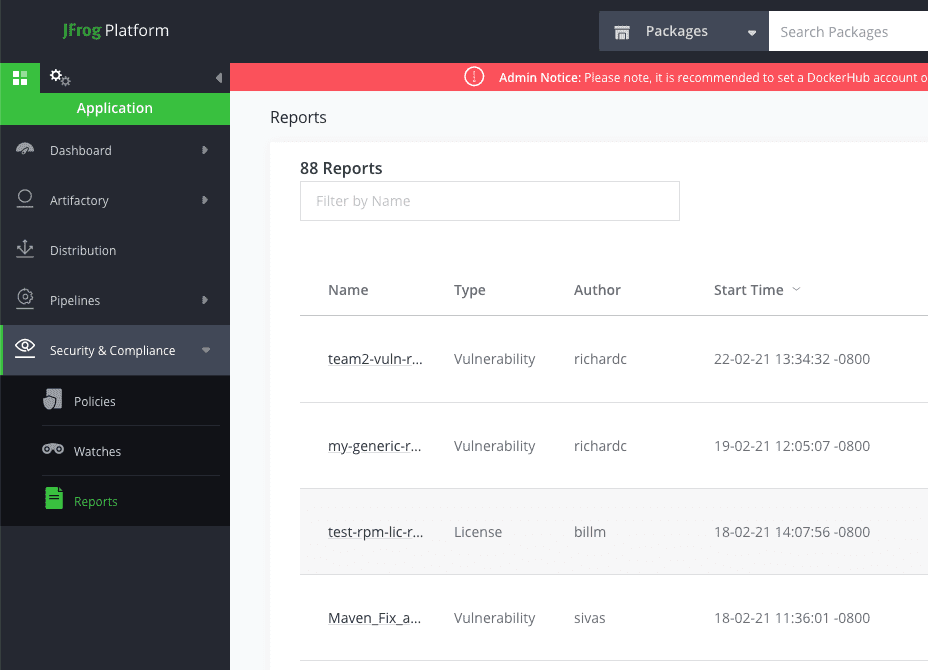 JFrog Xray Reports