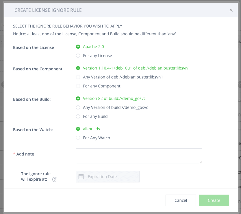 Setting up an ignore rule in JFrog Xray