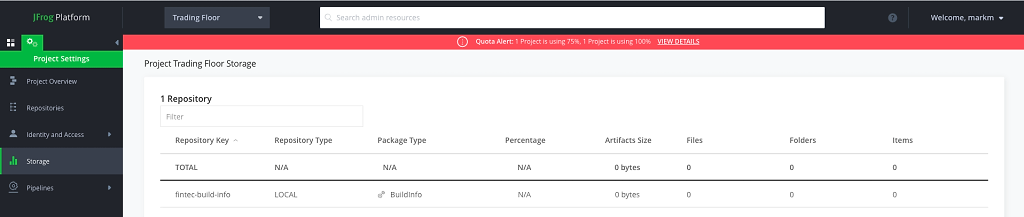 JFrog Platform - Project Storage