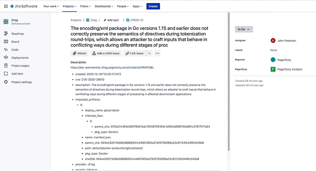 Xray vulnerability as a Jira issue from PagerDuty