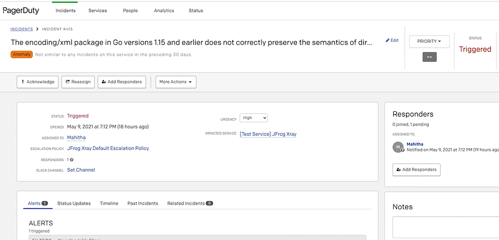 PagerDuty partner integration for JFrog Xray