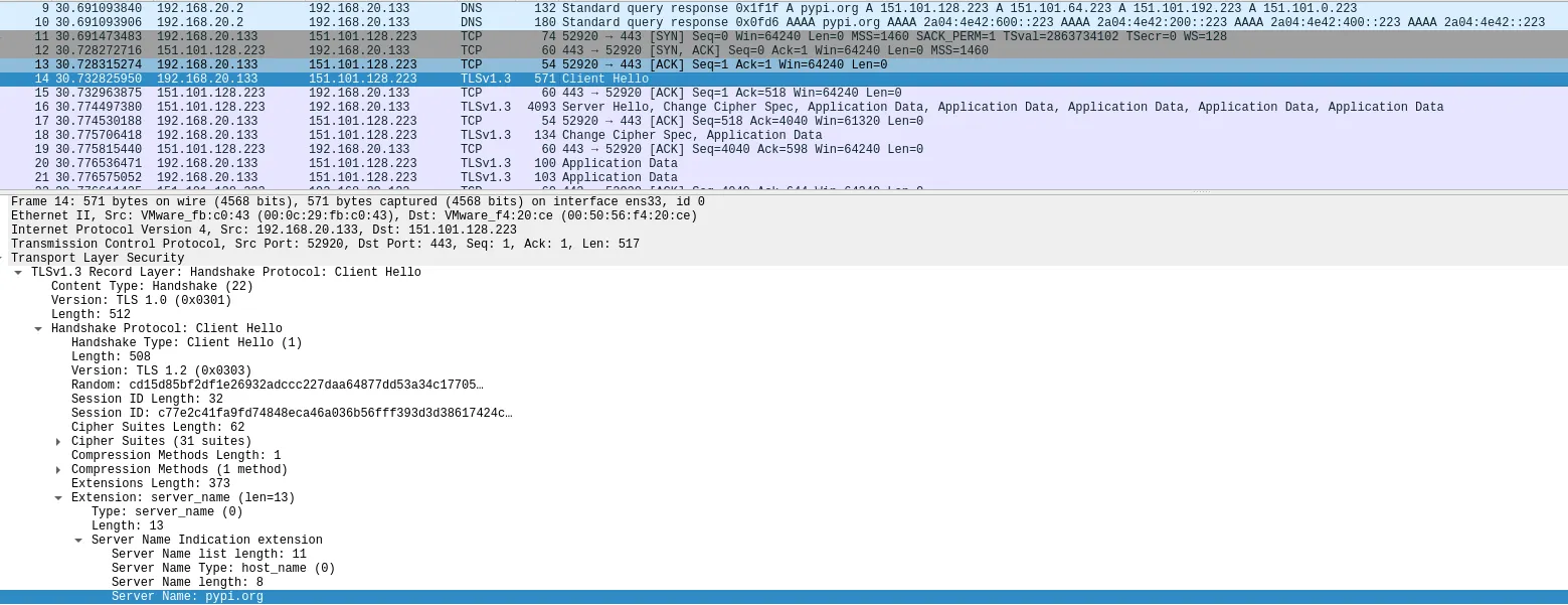 Outgoing encrypted request