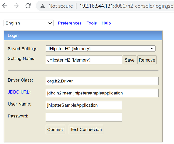 JHipster web interface