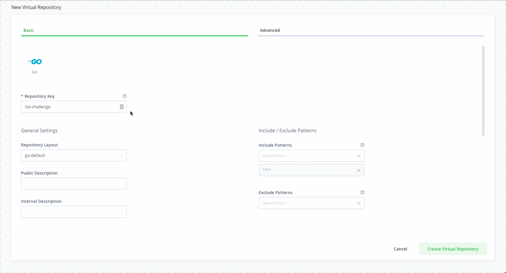 Add virtual Go repository