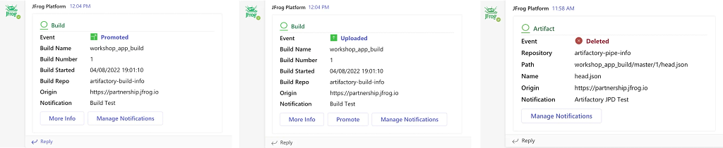 JFrog App for Microsoft Teams