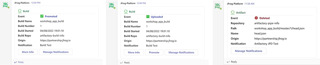 JFrog App for Microsoft Teams
