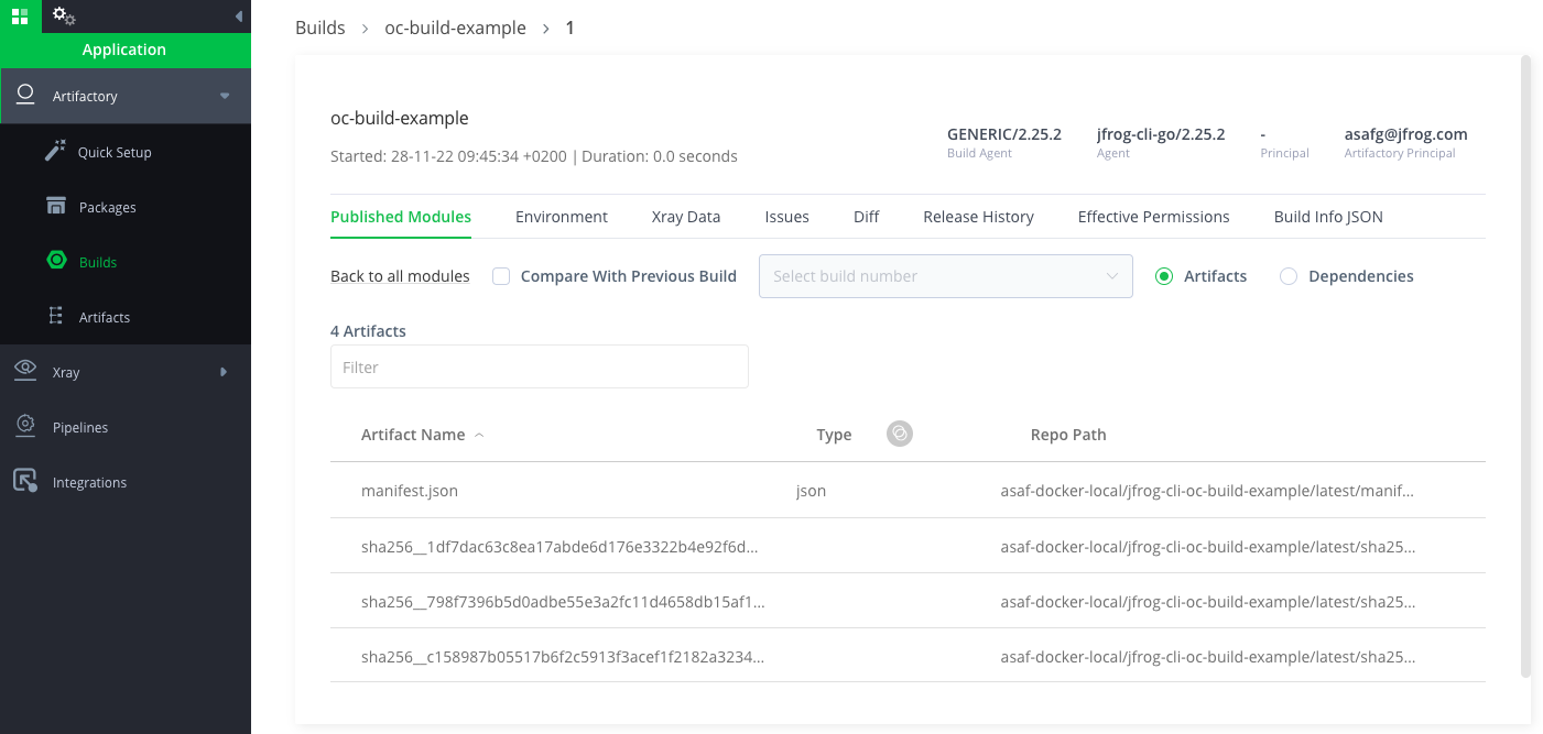 Image of BuildConfig editor showing code to configure the Artifactory path.