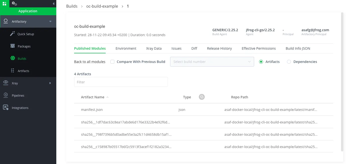 Image of BuildConfig editor showing code to configure the Artifactory path.