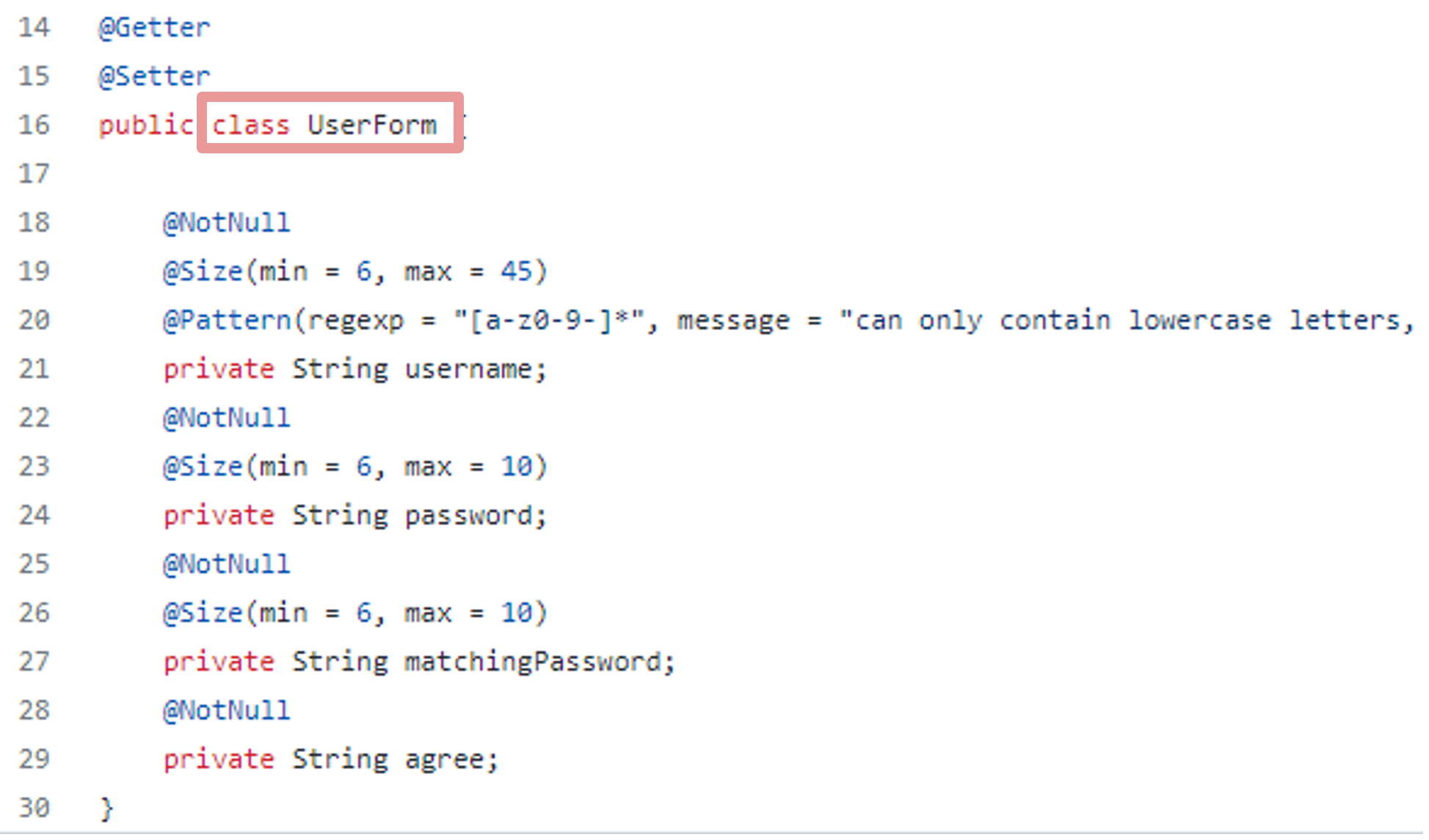 Vulnerable POJO data binding functionality to `UserForm` object. (From WebGoat Github)