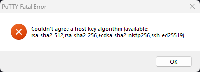 PuTTY Fatal Error