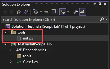 Creating a solution with tools/init.ps1 file inside