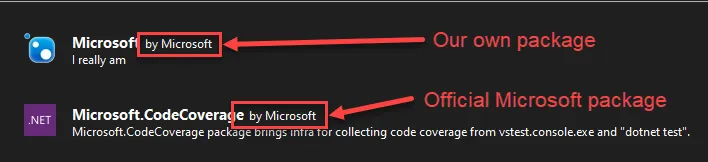 The “Author” field is indistinguishable when comparing to official packages