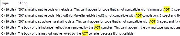 View of strings from within the binary showing that it is a .NET application compiled AOT
