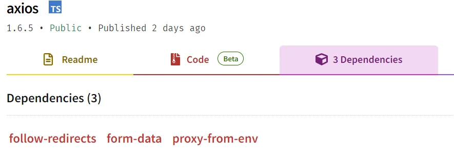 Information about the package on the npm website