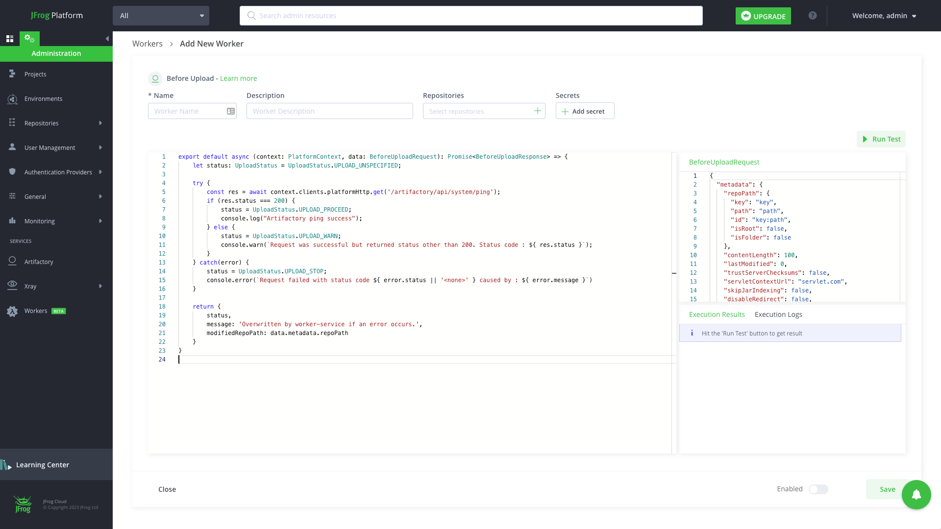 Workers Service in the JFrog Platform