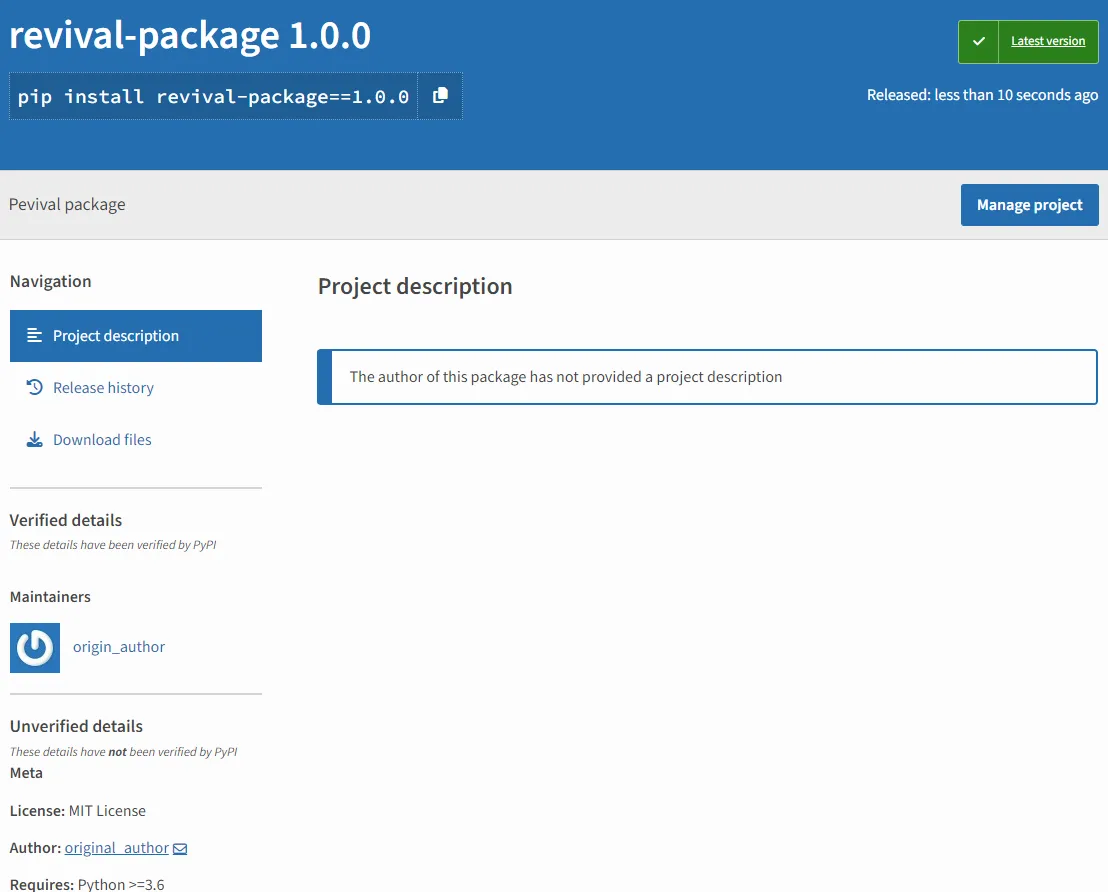 “Safe” package for testing Revival Hijack
