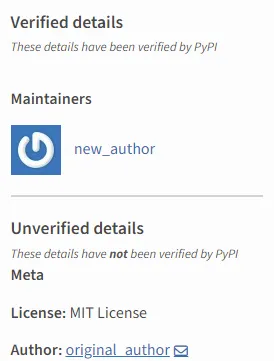 Unverified details of the package