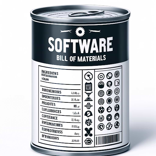 Illustration of a software bill of materials (SBOM) depicted as a labeled tin can