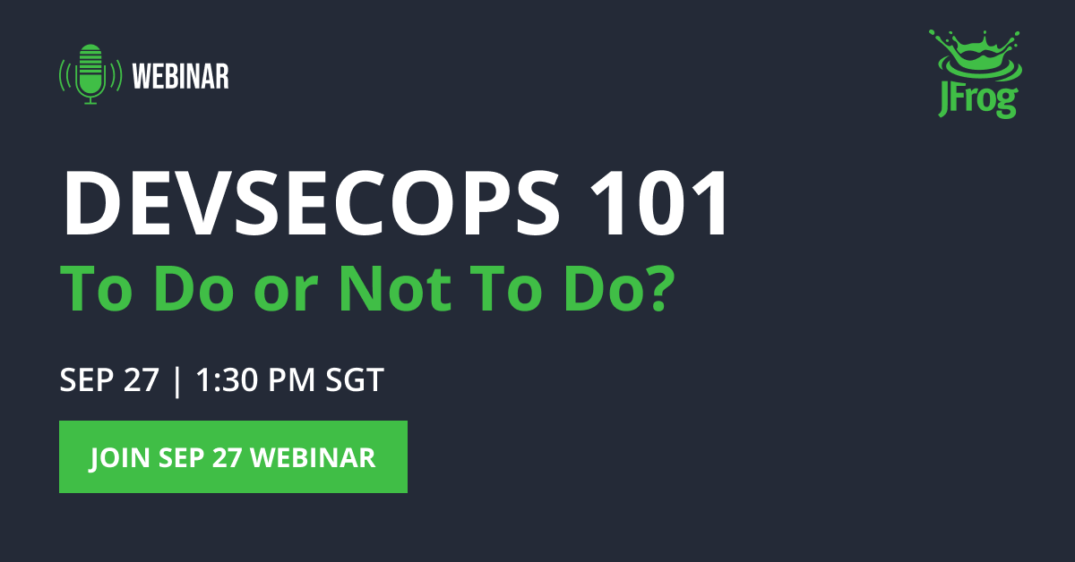 Webinar banner: JFrog DevSecOps 101 event