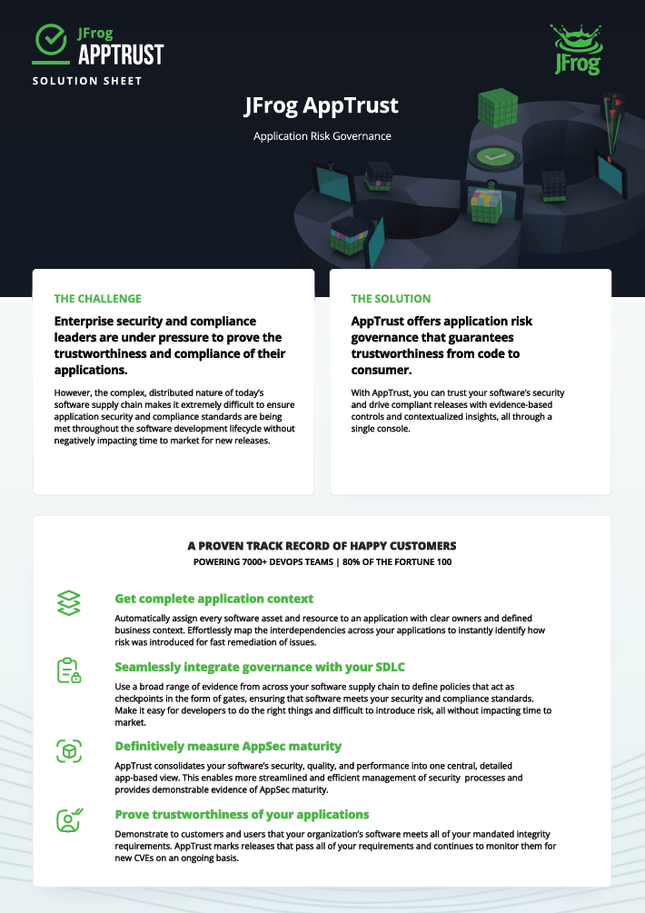JFrog AppTrust Solution Sheet - Cover image