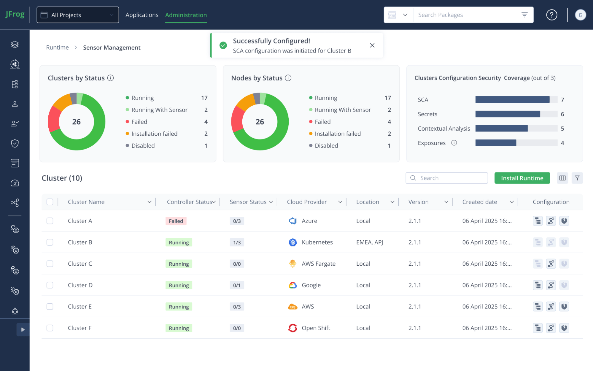 JFrog Runtime Scope - Screenshot