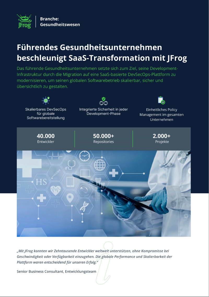 JFrog Casestudy Cover Deutsch Gesundheitsunternehmen