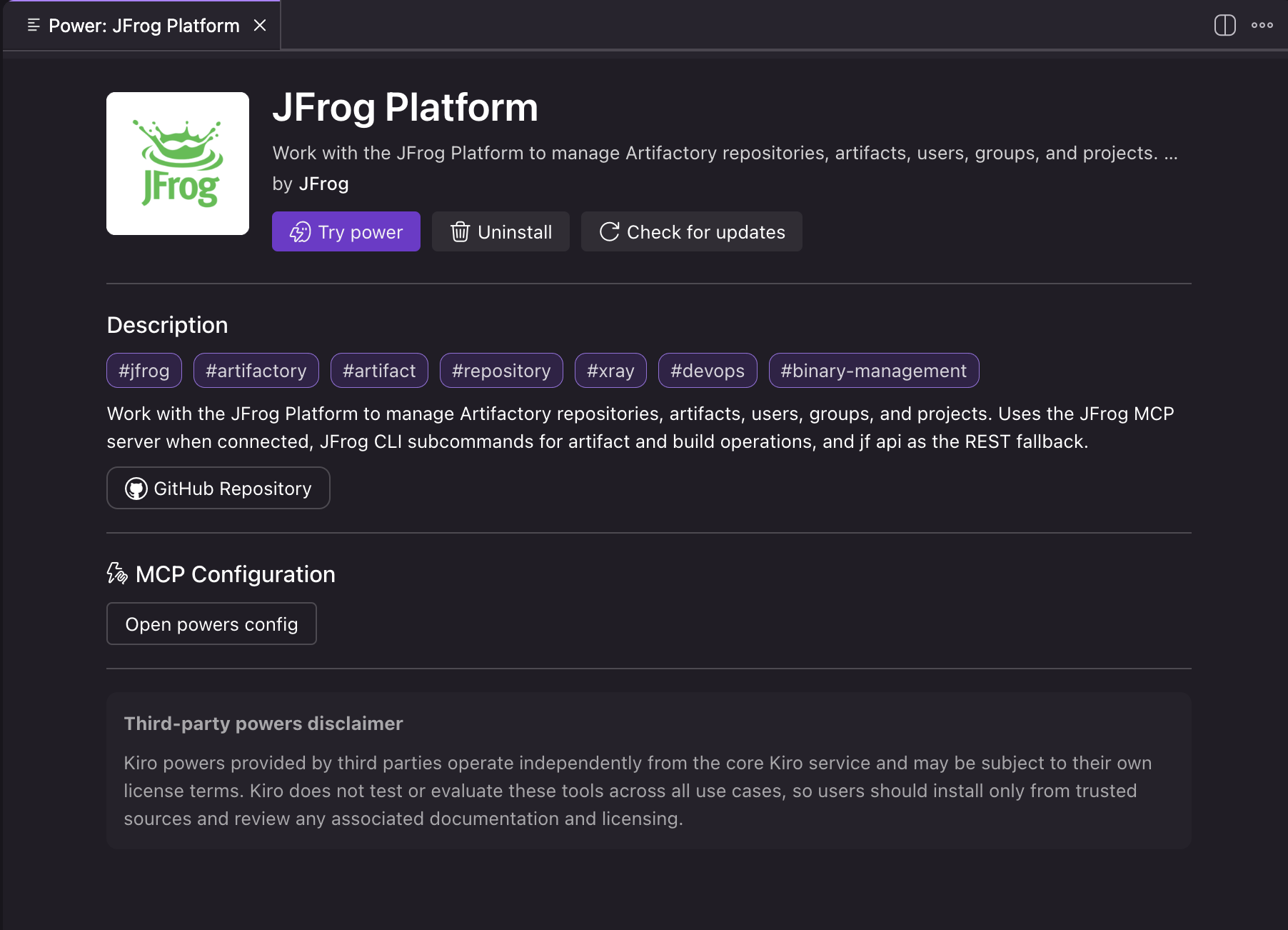 JFrog for Kiro - image4