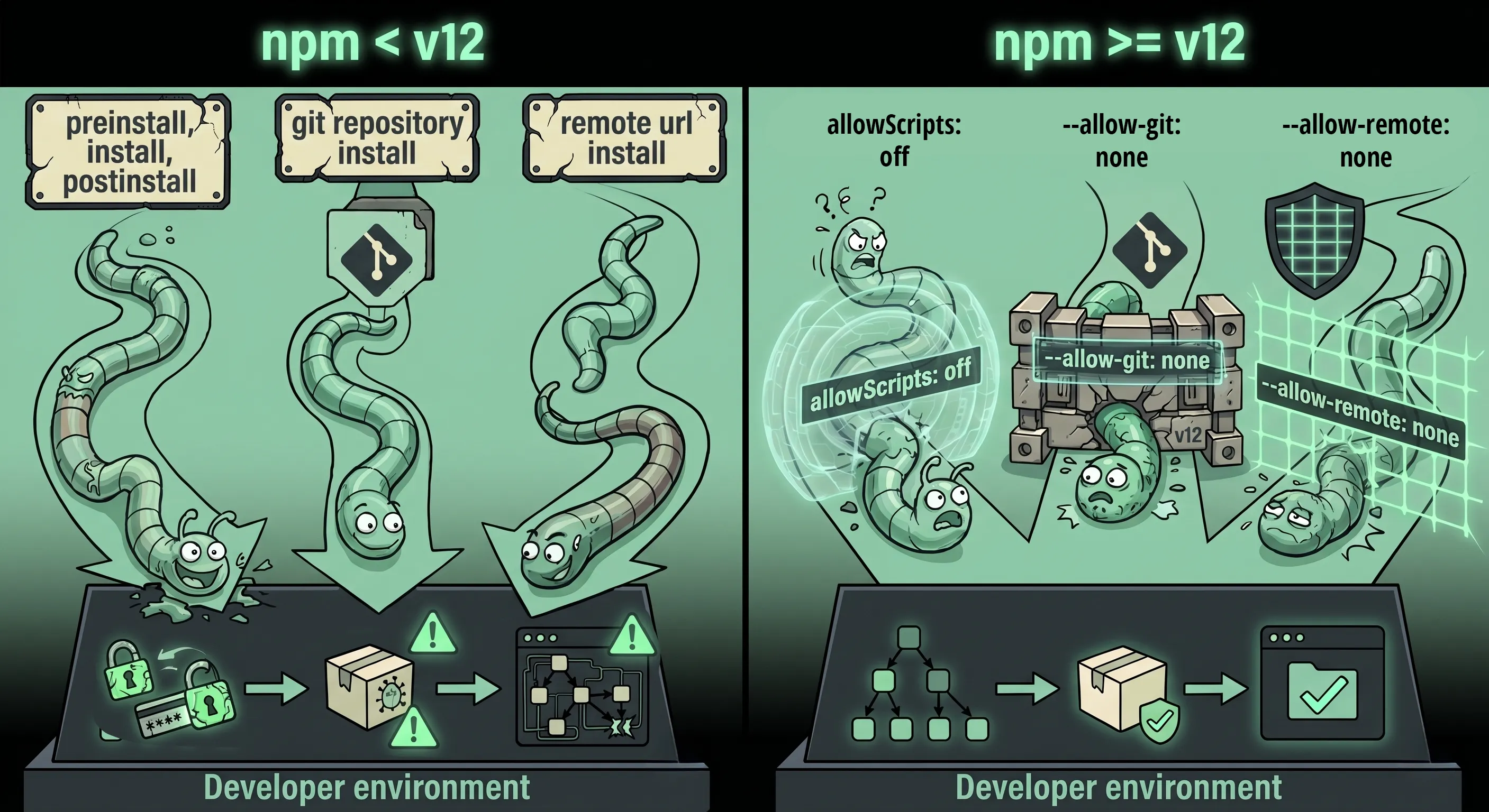 npm 12 - Before and After