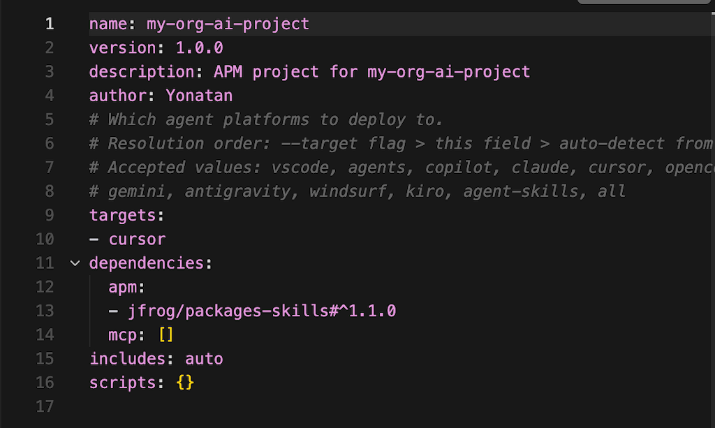 APM will fetch the latest primitives according to the version behavior defined in the project configuration.