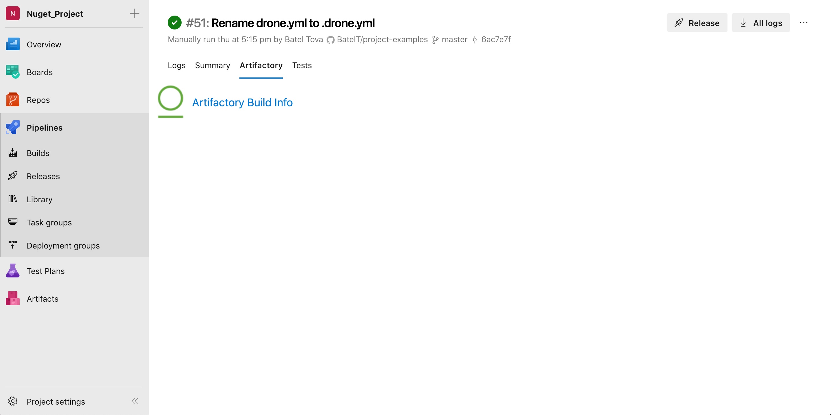 accessing buildinfo metadata from Artifactory