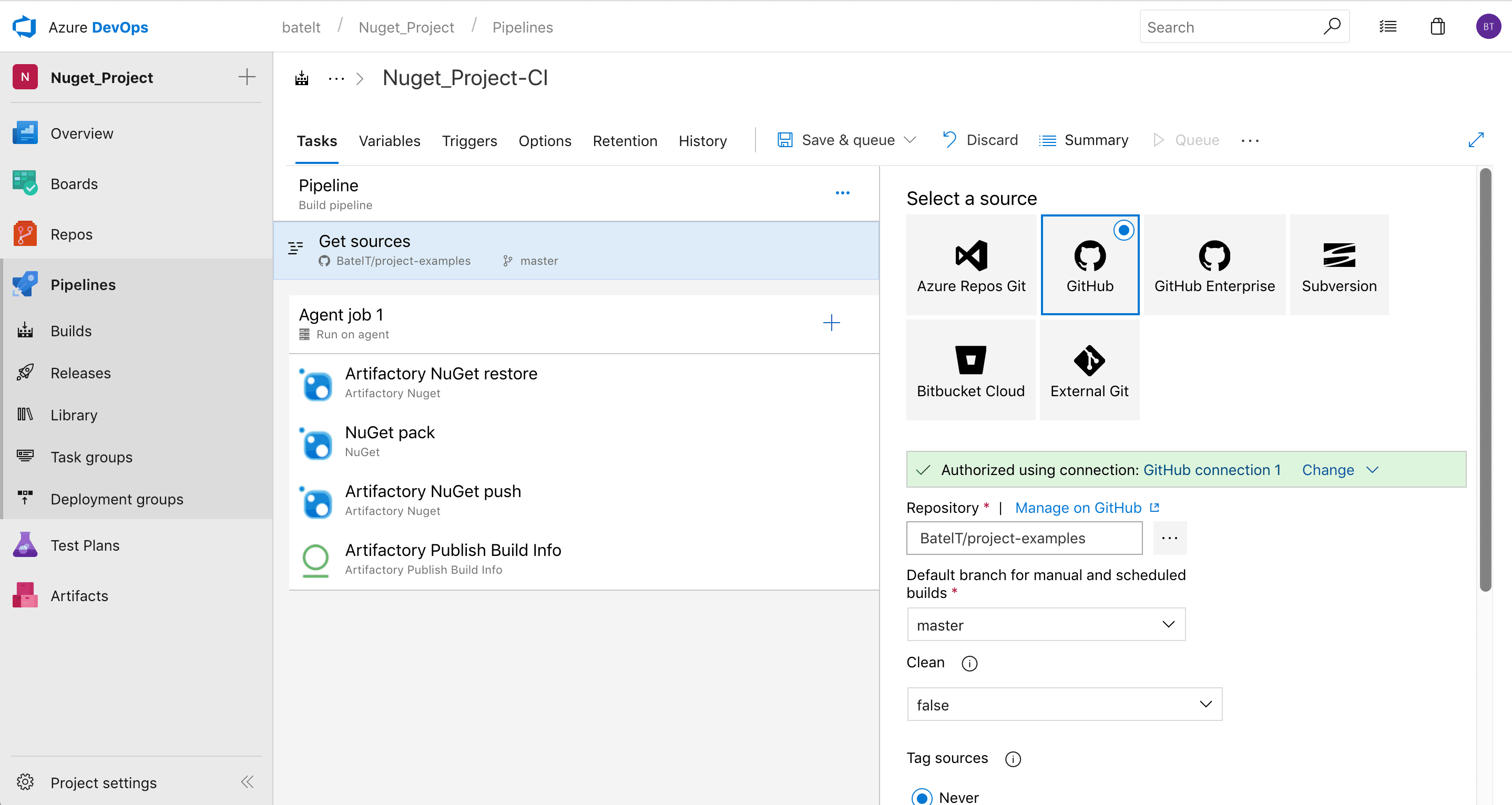 Configure Git sources task