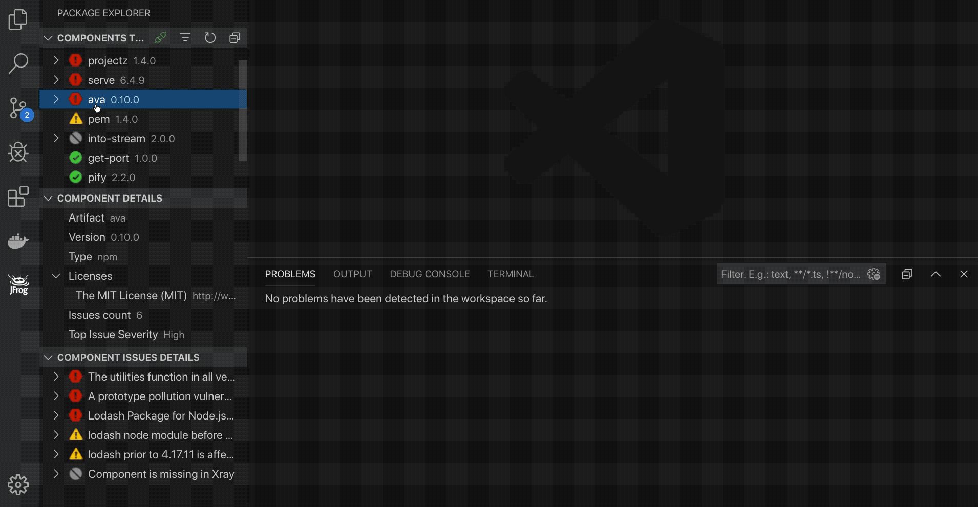 IDE Integrations show in pkg json