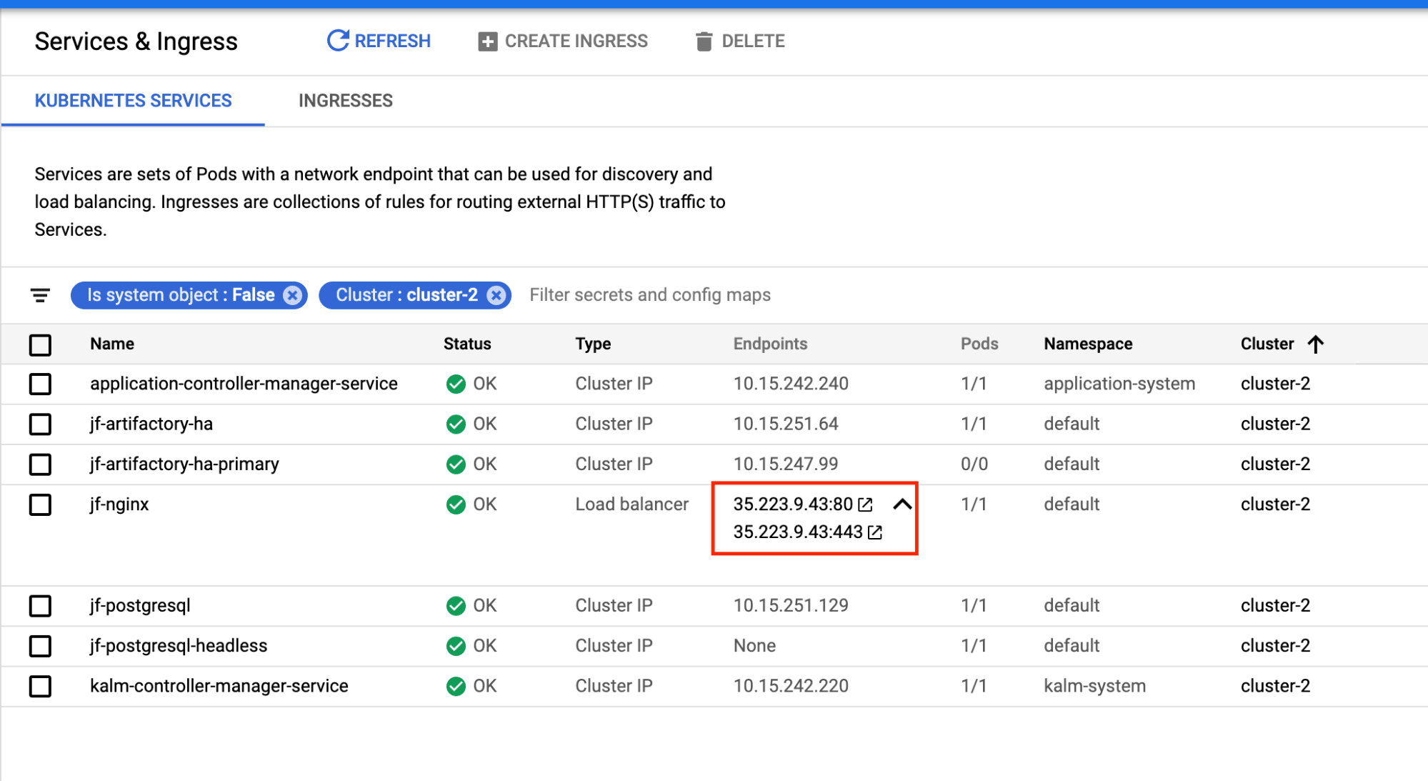 Load balancer IP address