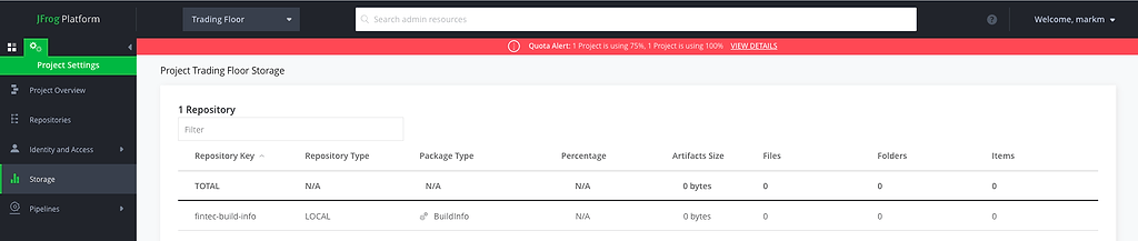 JFrog Platform - Project Storage