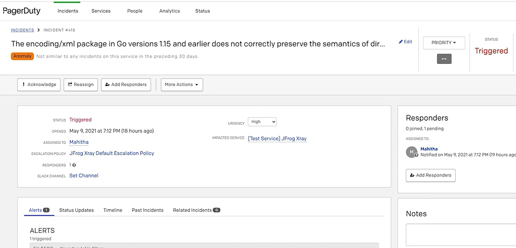 PagerDuty partner integration for JFrog Xray