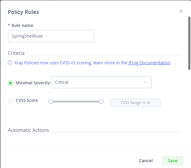 Create SprigShell Xray policy