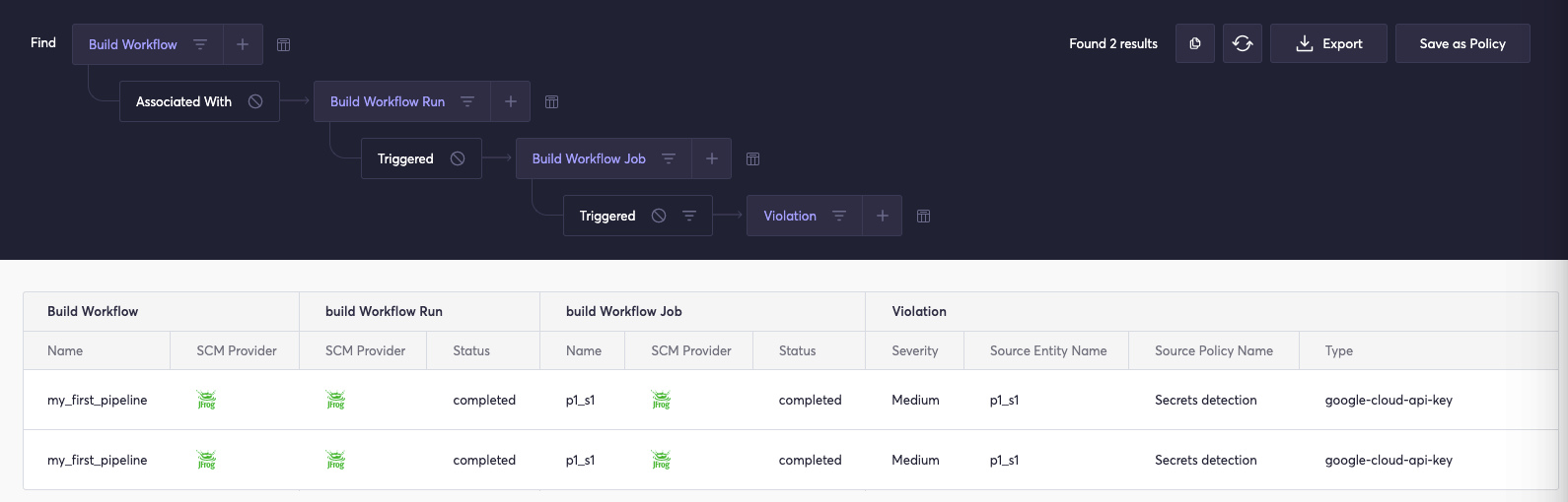 Add your JFrog pipeline as the build workflow