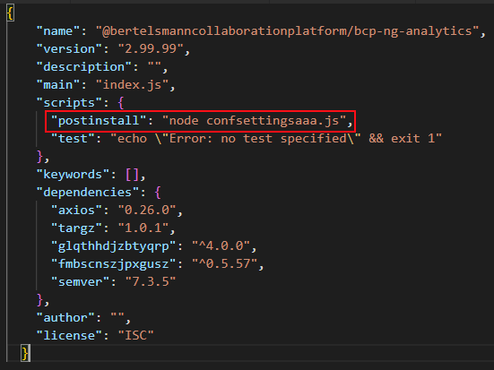 Listing 7. Package.json of one of the malicious packages