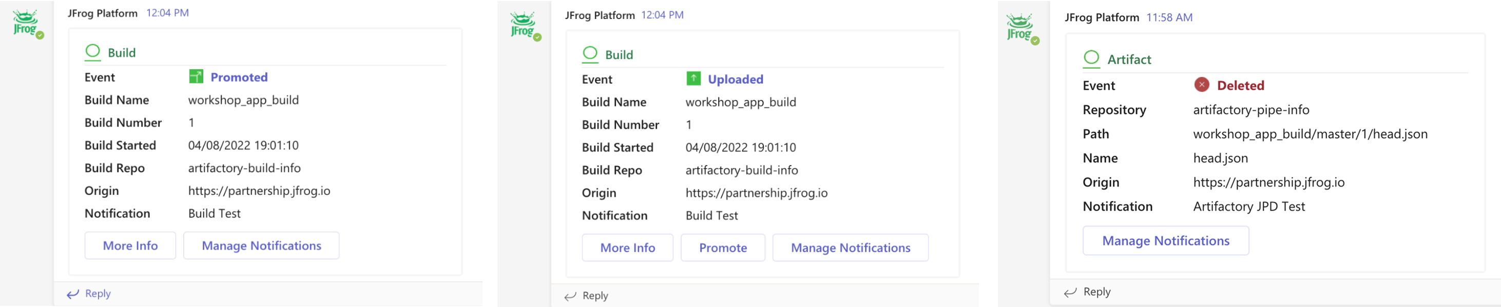 JFrog App for Microsoft Teams