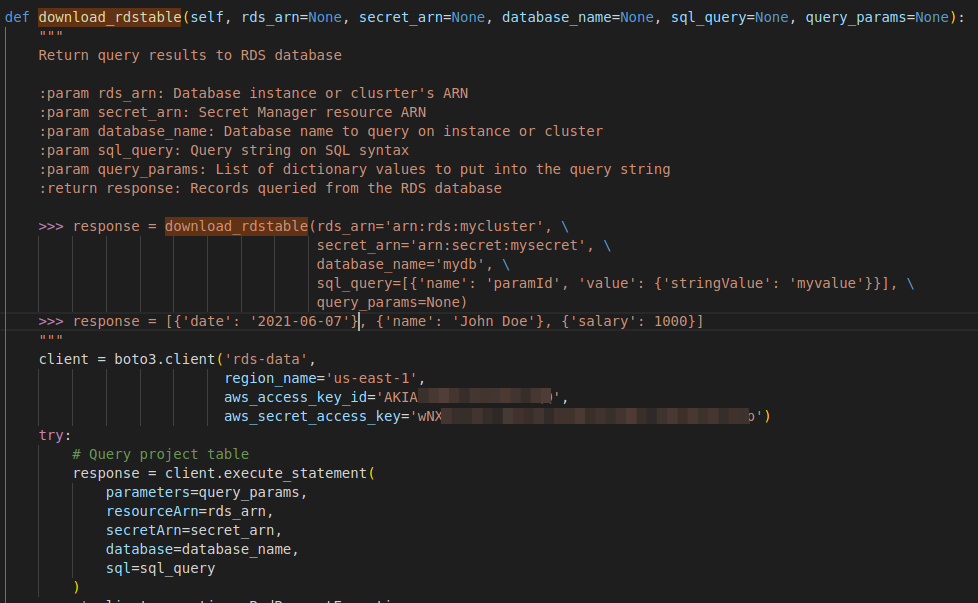 AWS token leakage in the source code of a PyPI package