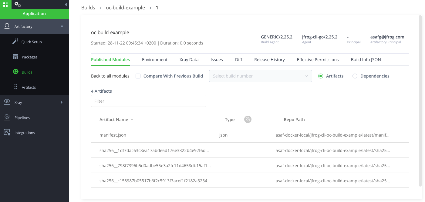Image of BuildConfig editor showing code to configure the Artifactory path.