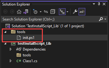 Creating a solution with tools/init.ps1 file inside